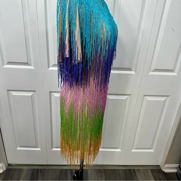 Nasty Gal Rainbow Tassel Fringe Shift Dress - Picture 6 of 11